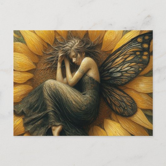 Sprookje Slapen in een Zonnebloem Briefkaart (Voorkant)