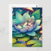 Sprookje Slapen op een Bloem Blank Briefkaart (Voorkant / Achterkant)