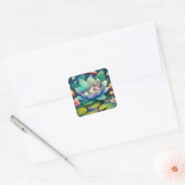 Sprookje Slapen op een Bloem Blank Vierkante Sticker (Envelop)