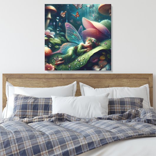 Sprookje Slapen op een paddenstoel | Blanco Canvas Afdruk (Insitu (Slaapkamer))