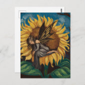 Sprookje Slapen op een Zonnebloem Schilderij Briefkaart (Voorkant / Achterkant)