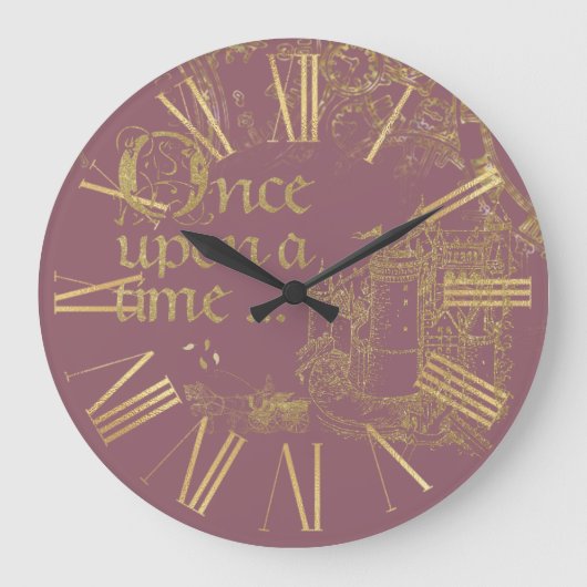 sprookje thema gouden kasteel op blush grote klok (Voorkant)