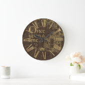 sprookje thema gouden kasteel op leder grote klok (Huis)