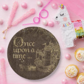 sprookje thema gouden kasteel op leder papieren bordje (Feest)