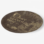 sprookje thema gouden kasteel op leder papieren bordje (Gekanteld)