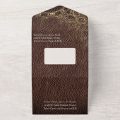 Sprookje thema gouden kasteel op  leer all in one uitnodiging (Buitenkant)