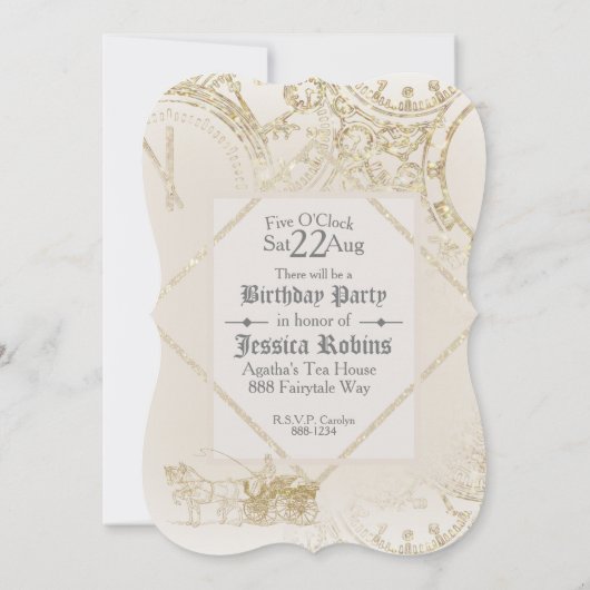 Sprookje Thema Kasteel Carriage Gold Glitter Kaart (Achterkant)