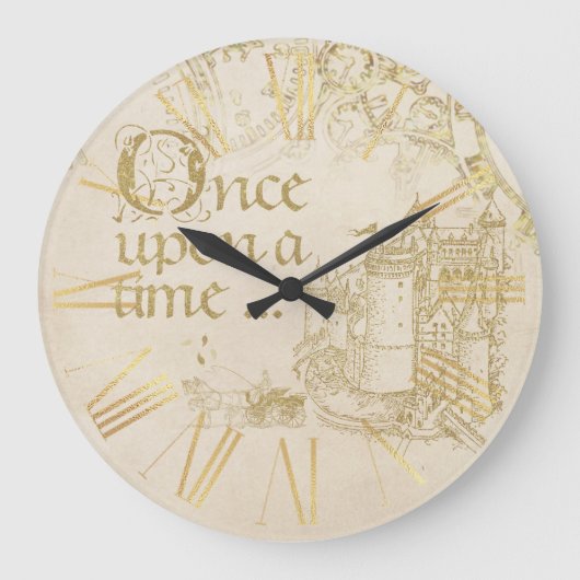 Sprookje Thema Kasteel Carriage Gold Grote Klok (Voorkant)