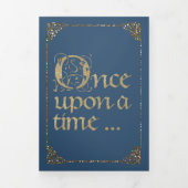 Sprookje Thema Kasteel Carriage Gold & Navy Blue Drieluik Uitnodiging (Cover)