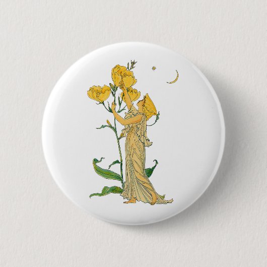 Sprookje uit grootmoeders tijd, teunisbloem, Walte Ronde Button 5,7 Cm (Voorkant)