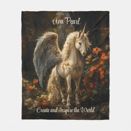  sprookje Unicorn Fleece Deken (Voorkant)