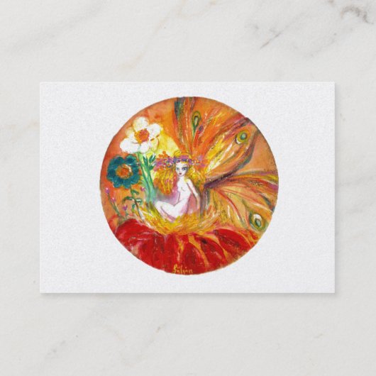 SPROOKJE VAN BLOEMEN Fantasy Rood Geel Wit Parel Visitekaartje (Achterkant)