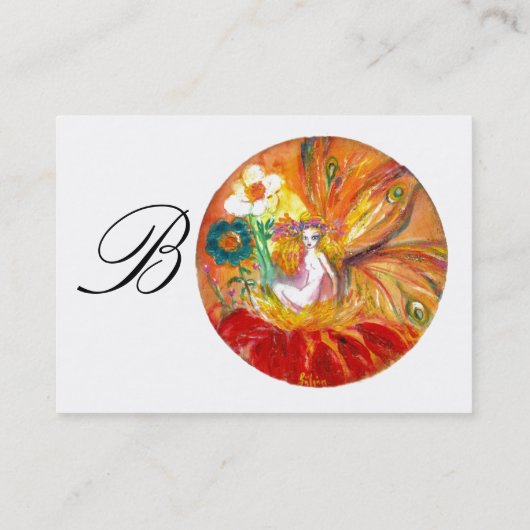 SPROOKJE VAN DE BLOEMEN MONOGRAM, Rood Geel Wit Visitekaartje (Achterkant)