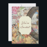 Sprookje van de Gans Moeder Rijm Kaart<br><div class="desc">Illustratie van Mother Goose - Deze vintage collage is een mooie verzameling van enkele afbeeldingen van Mother Goose uit het verleden,  allemaal samen in een vintage Mother Goose-patroon. Het bevat Mother Goose,  een kikker,  een maan,  dansende lammetjes en een dansend varken.</div>