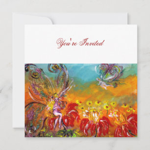 SPROOKJE VAN RODE BLOEMEN Bloemrijke Fantasie Zome Kaart