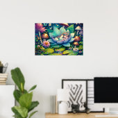 Sprookje van Slaapfee op een Bloem Poster (Thuiskantoor)