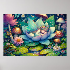 Sprookje van Slaapfee op een Bloem Poster
