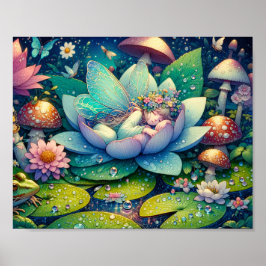 Sprookje van Slaapfee op een Bloem Poster