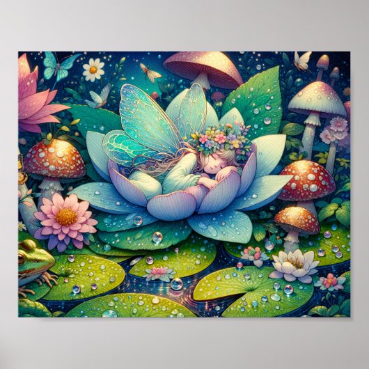 Sprookje van Slaapfee op een Bloem Poster (Voorkant)