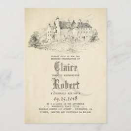 Sprookje - Verhaalboek Oude Kasteel Vintage bruilo Kaart