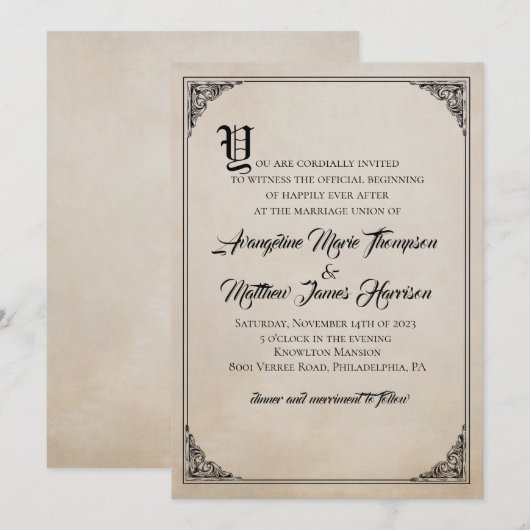 sprookje verhalenboek bruiloft uitnodiging (Voorkant / Achterkant)