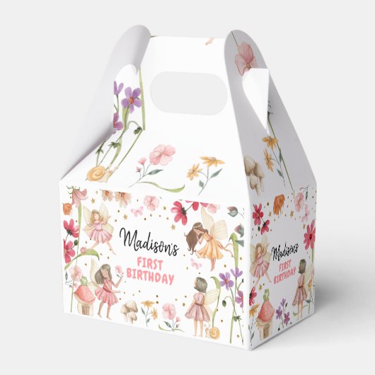 Sprookje Verjaardag 1e betoverde Bos Meisje Bloeme Bedankdoosjes (Voorkant Zijde)