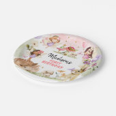 Sprookje Verjaardag 1e betoverde Bos Meisje Bloeme Papieren Bordje (Gekanteld)