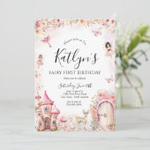 Sprookje Verjaardag uitnodiging, betoverde tuin ui Kaart (Staand voorkant)