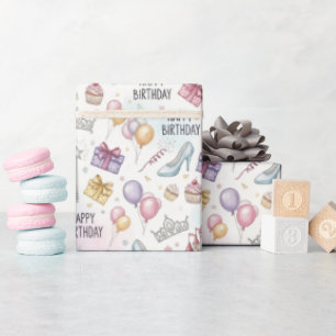 Sprookje Verjaardag Waterverf Patroon Cadeaupapier