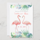 Sprookje Voor Twee Flamingo Tropische Bloem Kaart (Voorkant)