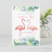 Sprookje Voor Twee Flamingo Tropische Bloem Kaart (Staand voorkant)