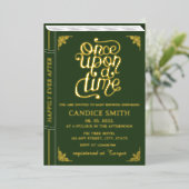 Sprookje Whimsical Book Hoesje Groen Baby shower Folie Uitnodiging (Staand Voorkant)