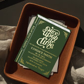 Sprookje Whimsical Book Hoesje Groen Baby shower Folie Uitnodiging