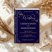 Sprookje Whimsical Book Hoesje Navy Blue Wedding Folie Uitnodiging