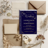 Sprookje Whimsical Book Hoesje Navy Blue Wedding Folie Uitnodiging