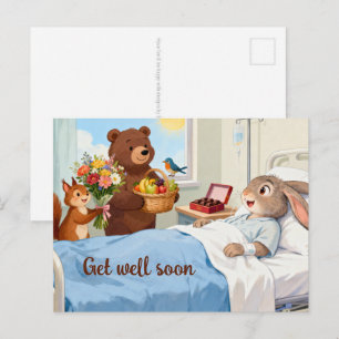 Sprookje - ziek dier in het ziekenhuis + bezoekers briefkaart