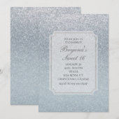 Sprookje Zilver Glitter Pailletten Feest Uitnodigi Kaart (Voorkant / Achterkant)