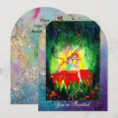 SPROOKJES DROMEN OP EEN RODE BLOEM blauw geel,groe Kaart (Voorkant / Achterkant)