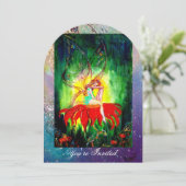 SPROOKJES DROMEN OP EEN RODE BLOEM blauw geel,groe Kaart (Staand voorkant)