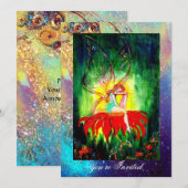 SPROOKJES DROMEN OP EEN RODE BLOEM blauw geel,groe Kaart (Voorkant / Achterkant)