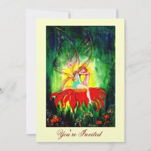 SPROOKJES DROMEN OP EEN RODE BLOEM goud geel groen Kaart (Voorkant)