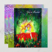 SPROOKJES DROMEN OP EEN RODE BLOEM paars geel,groe Kaart (Voorkant / Achterkant)