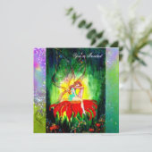 SPROOKJES DROMEN OP EEN RODE BLOEM paars geel,groe Kaart (Staand voorkant)