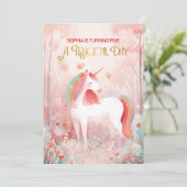 Sprookjes Eenhoorn Feestje Kaart (Staand voorkant)