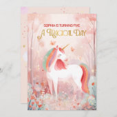 Sprookjes Eenhoorn Feestje Kaart (Voorkant / Achterkant)