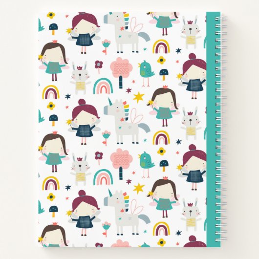 Sprookjes Eenhoorn Patroon Kinderen Notitieboek (Achterkant)