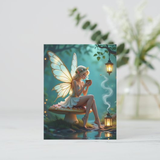 Sprookjes en koffie houden contact briefkaart (Staand voorkant)