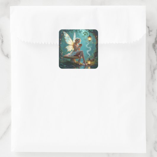Sprookjes en koffie houden contact vierkante sticker (Tas)