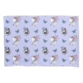 Sprookjes en Vlinders Patroon op Periwinkle Kussensloop (Voorkant-Links)