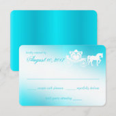 Sprookjes Koets Aqua Response Card RSVP Kaartje (Voorkant / Achterkant)